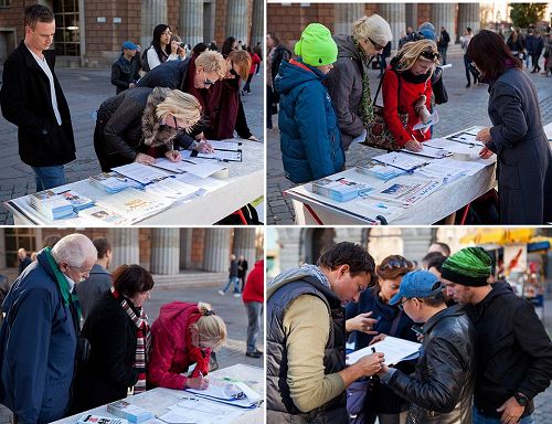 Image for article Stockholm, Sweden: Practitioners Collect Petition Signatures to Stop Organ Harvesting Atrocities in China